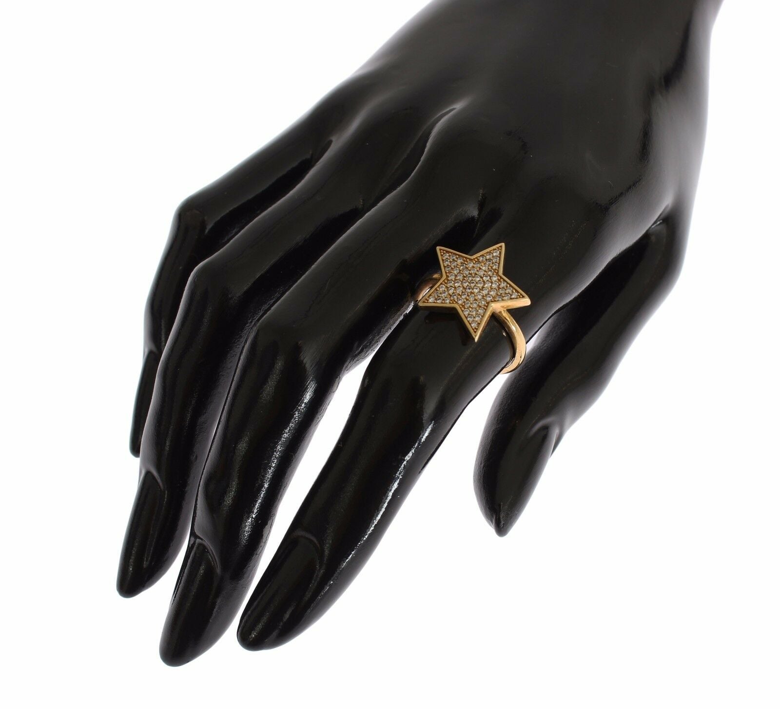 Nialaya Star Gold 925 Silver Womens Clear Ring - Fizigo